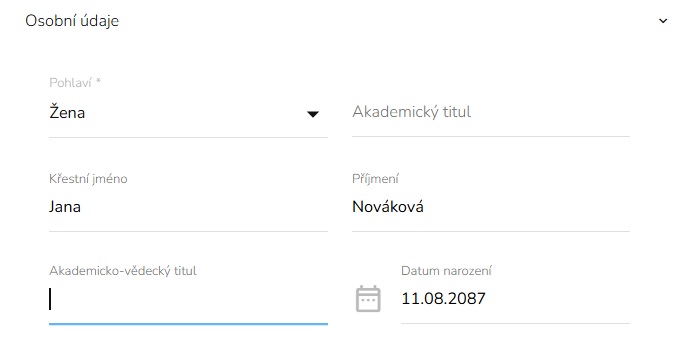 Osobní údaje udaje