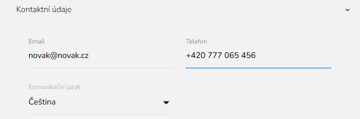 Kontaktní údaje udaje2