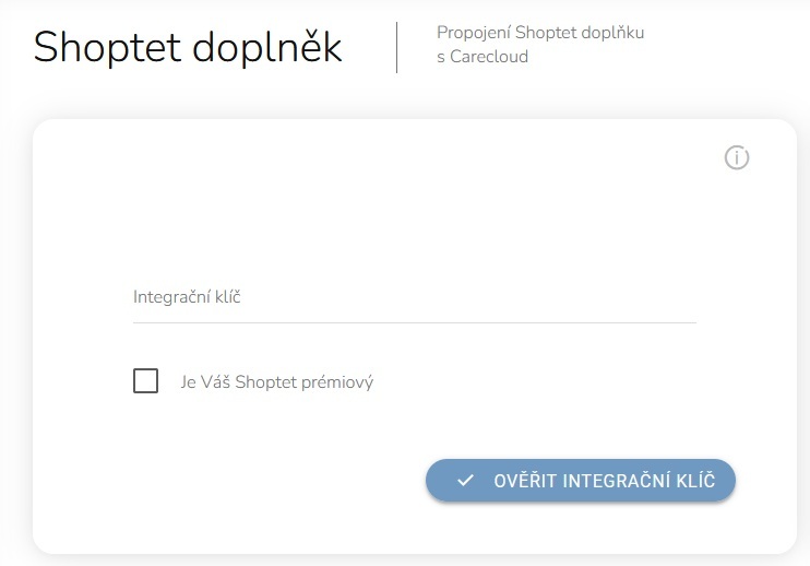 Zadat integrační klíč int_klic
