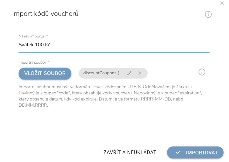 Import kódů import_kodu1